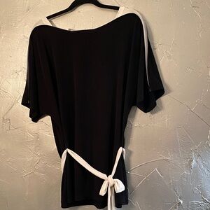 Calvin Klein Black and White Tie-Waist Top